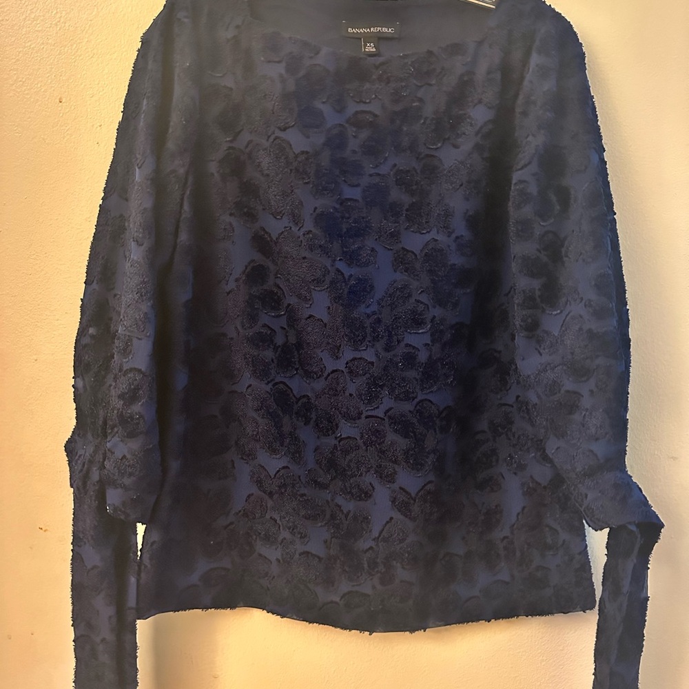 Banana Republic Blue Boxy Cuffed Sleeve Blouse